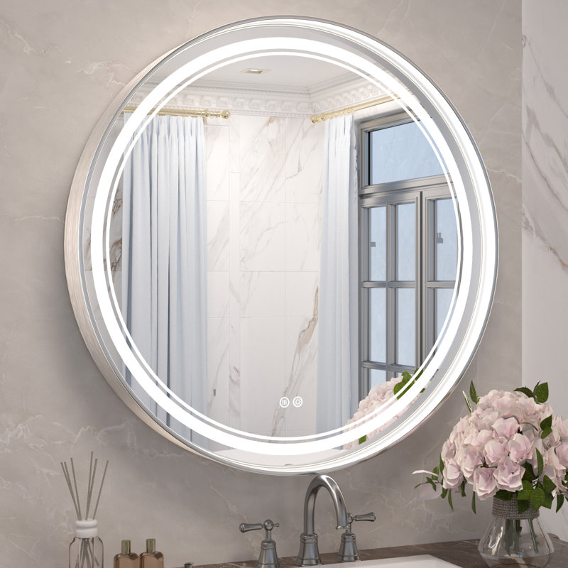 Miroir mural rond Lawnmount , 36 po x 36 po, Silver