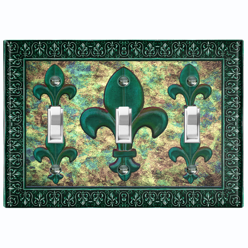 Plaque murale interrupteur à bascule 3 lumières Fleur De Lis, Vert