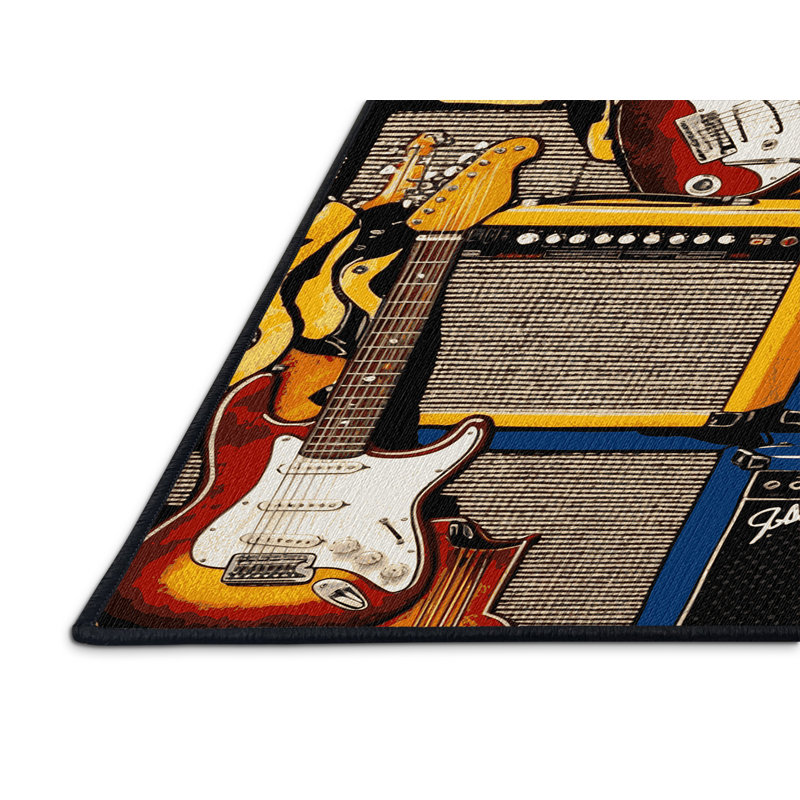  Tapis lavable pour guitare électrique et amplificateurs, Rectangulaire 2 pi x 3 pi