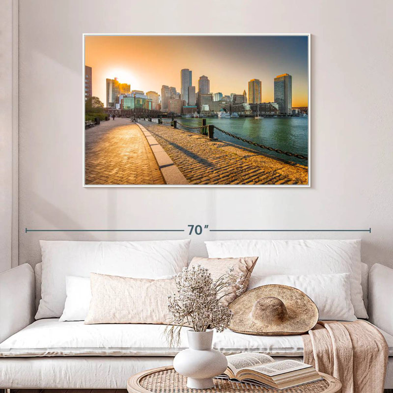 Fan Pier Park, Massachusetts, 46 po x 31 po, Cadre flottant blanc