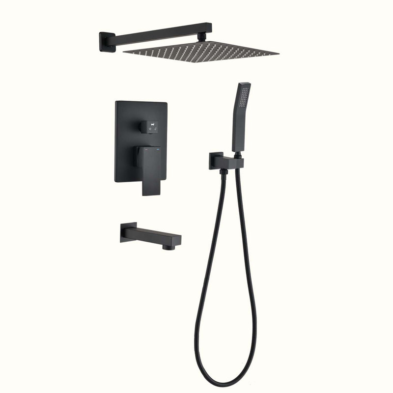 Complete Shower System with Rough in-Valve, Matte Black