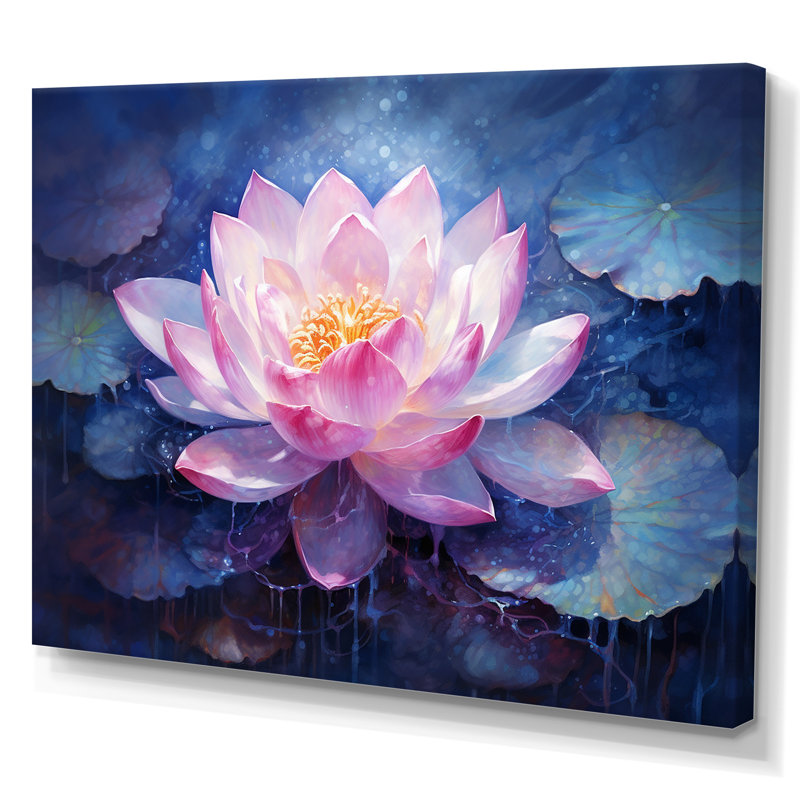 Lotus luminescence sur toile, H 24 po x l 32 po x P 1 po, Toile tendue
