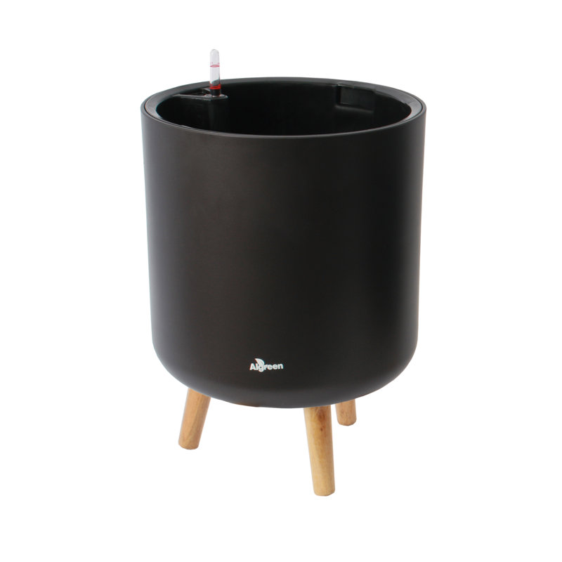 Modena Self-Watering Planter with Stand, Brown, 17.25"H x 13.4"W x 13.4"D