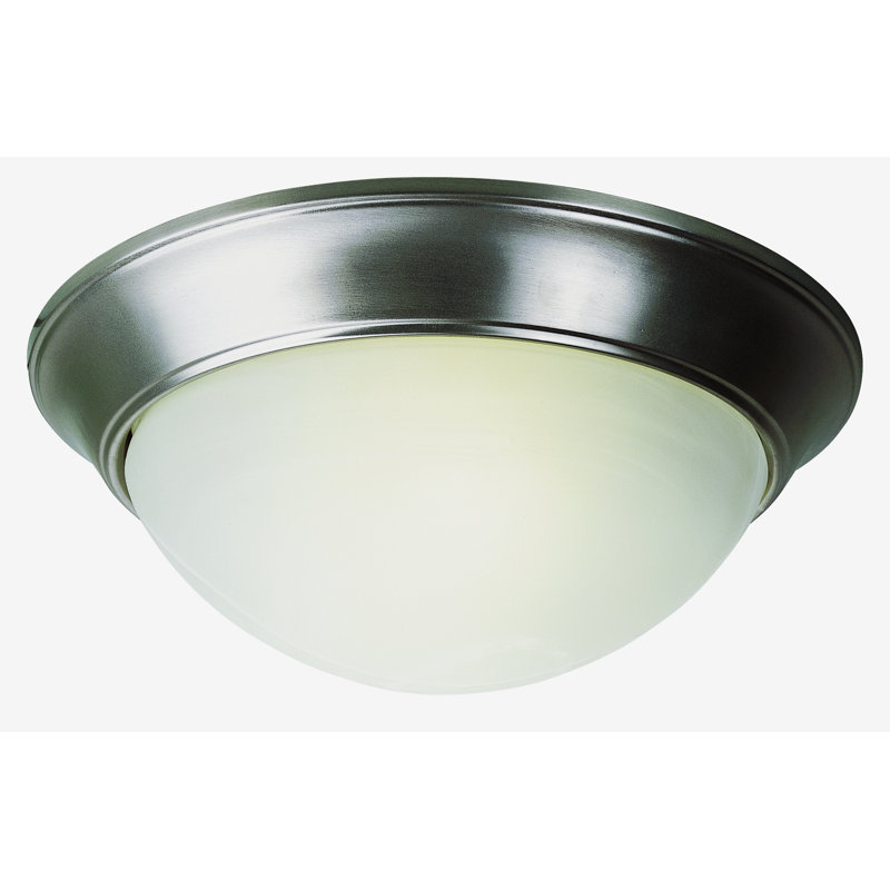 Plafonnier encastré 2 lumières Rowan, Nickel brossé, H 6,5 po x l 14 po x P 14 po