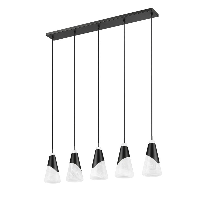 Lustre linéaire Jamess, 5 lumières, Noir mat