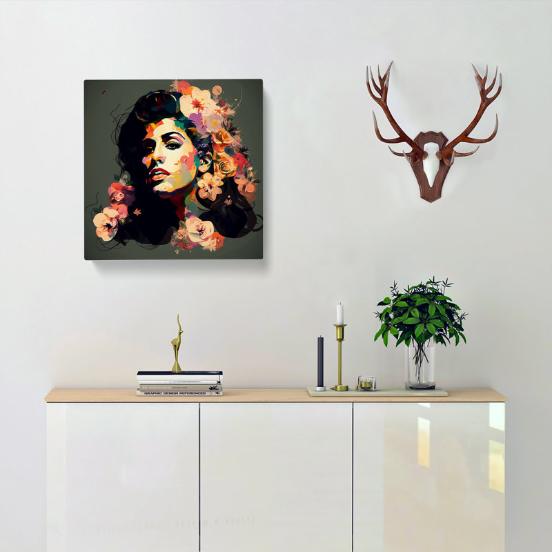 Amy Winehouse Floral Art - Print, 35cm H x 35cm W x 3cm D