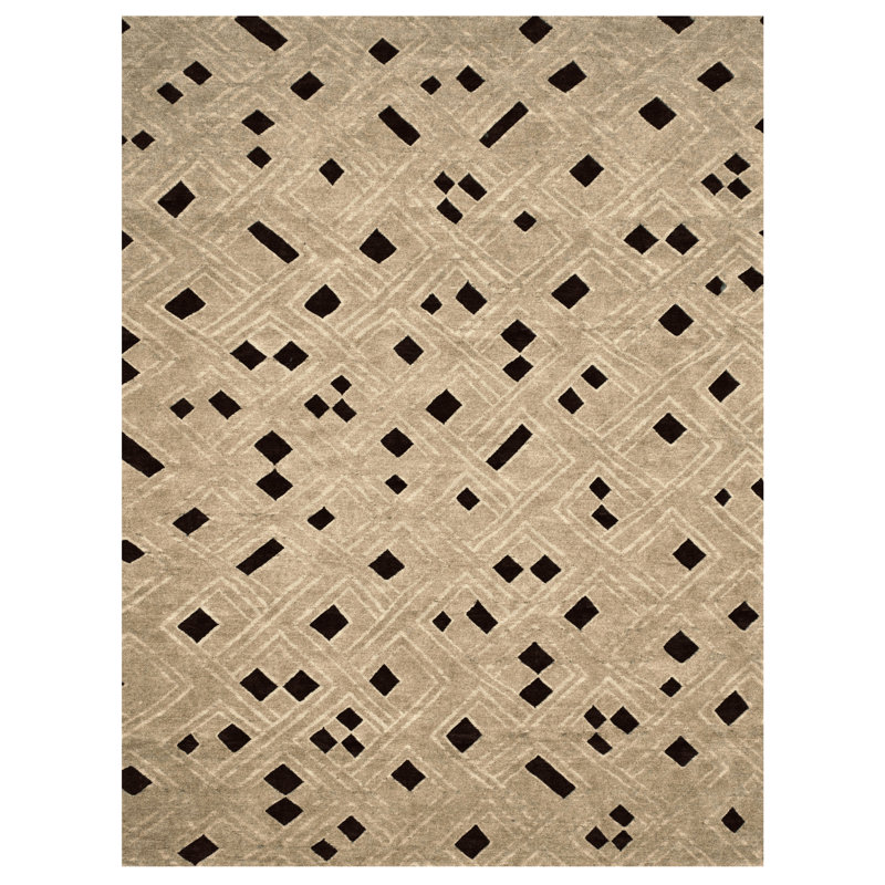 Wool Geometric Area Rug, Rectangle 4' x 6'