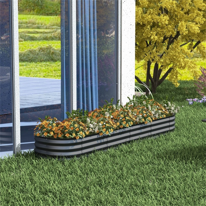 Modular Galvanized Steel Raised Garden Bed Open Bottom Safety Rubber Edging Metal Planter Box For Vegetables Flowers Herbs Outdoor
