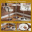 Ensemble de table de pub en marbre à hauteur ajustable ronde avec tabourets de bar pivotants, ensemble bistro 2 pièces pour espaces de vie compacts-131151240