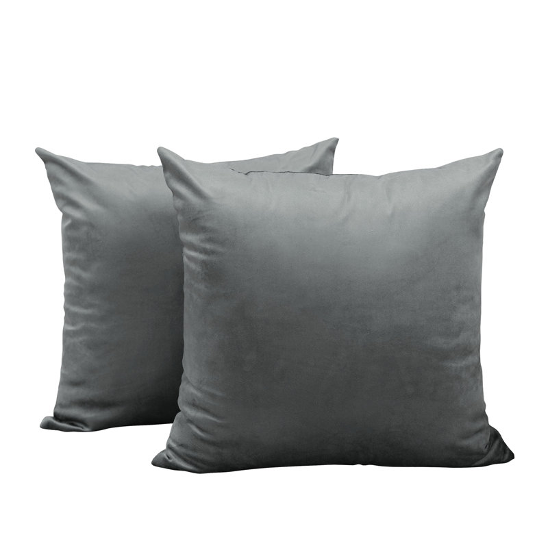 Soft Velvet Decorative Throw Pillow Covers For Couch Sofa, Square 20", Gray