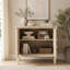 Buffet/crédence modulaire de style milieu du siècle, meuble compact avec portes symétriques en forme de soleil, meuble d'appoint avec étagères réglables-1509906802