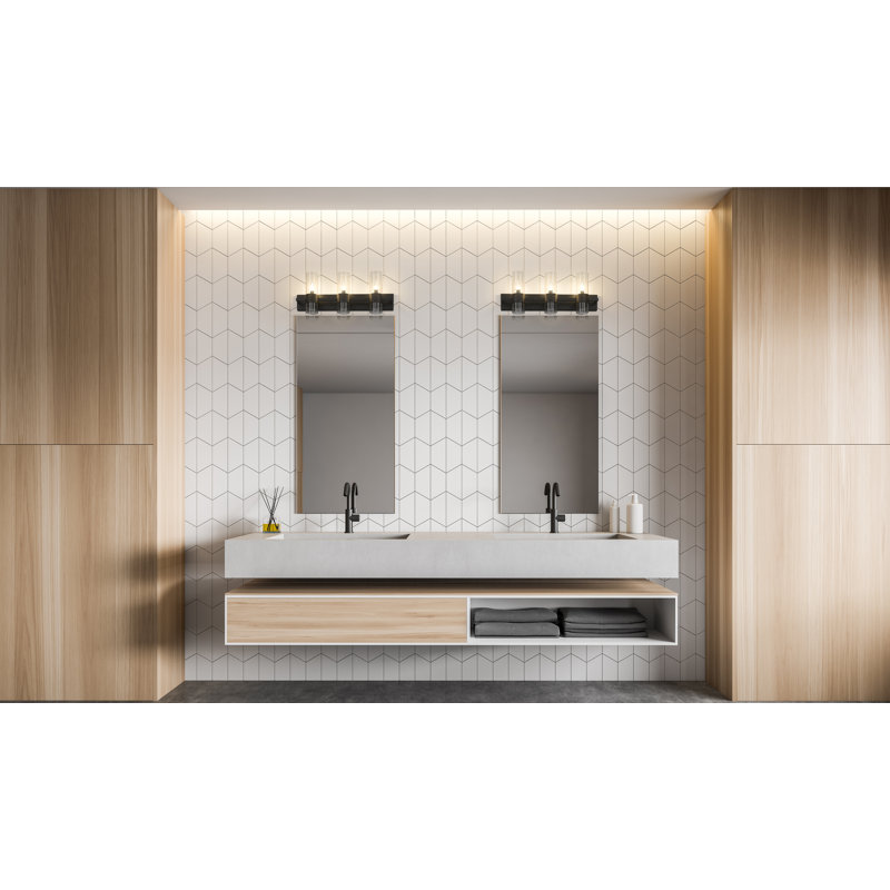 Meuble-lavabo 3 lumières, Noir mat