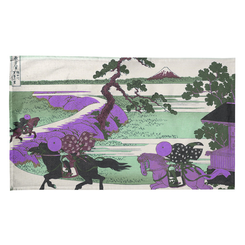 Torchon Sekiya Village à Sumida River, Vert/mauve, Polyester sergé