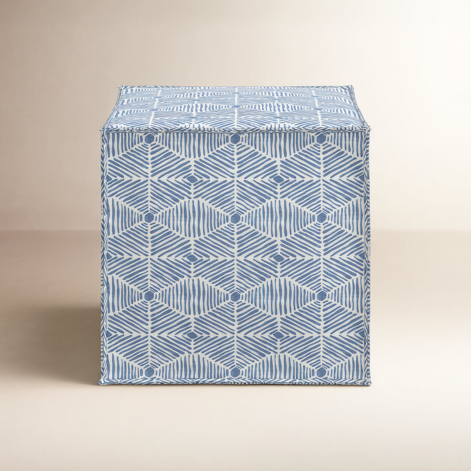 Harriette Upholstered Ottoman, Painted Diamond Dusty Blue
