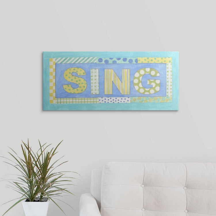 «Sing» Shelteridge, art textuel, H 27 po x l 60 po x P 1,5 po, Toile
