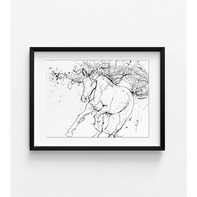 Horse Contour 2 By STA Studio, Runing Horse Drawing Poster, Rural Horse Theme Guest Bedroom Poster Print
