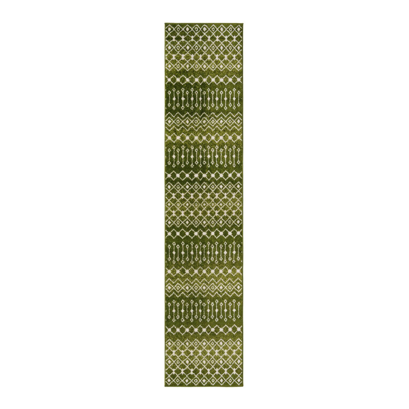 Somerville Geometric Indoor Rug, Runner 2' x 5'3", Green/Cream