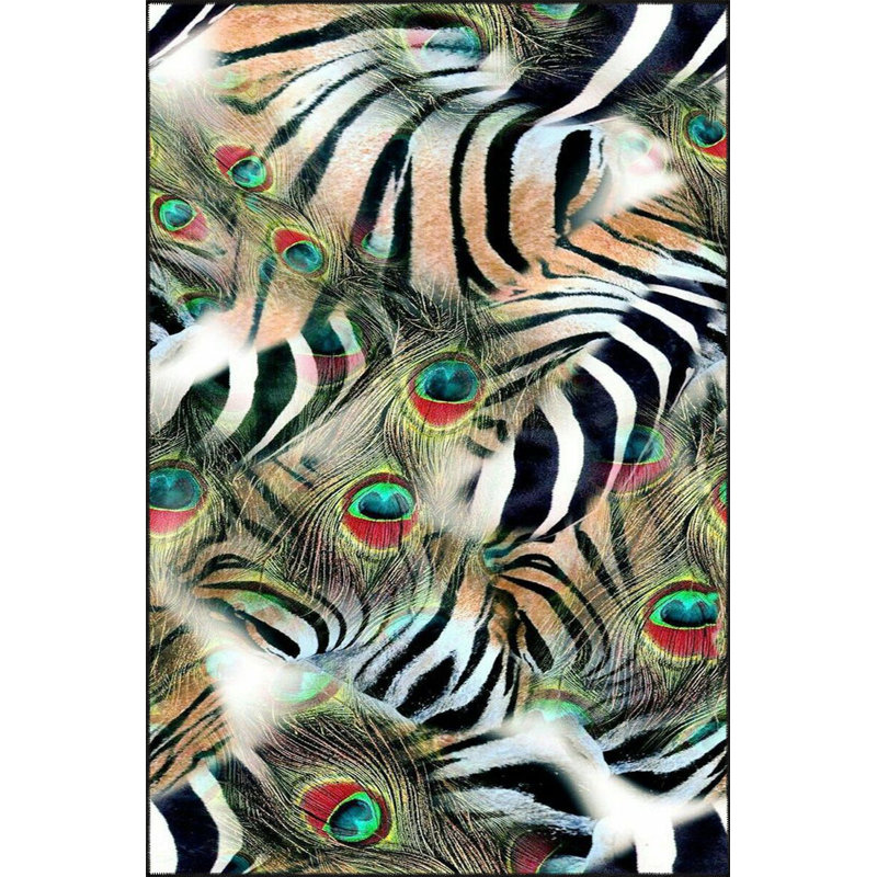 Tapis décoratif moderne à motif zébré lavable à la machine, Sous-tapis rectangulaire de 3 pi 3 po x 4 pi 11 po