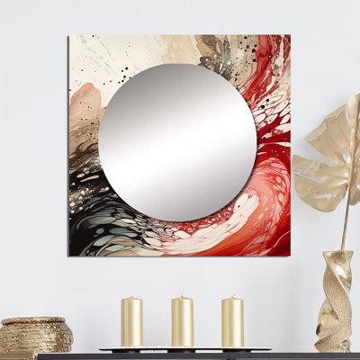 Agate rouge rouge et noire I - art mural abstrait carré pour salle de bain