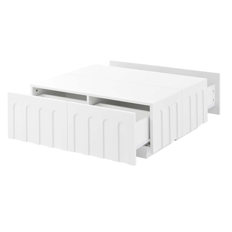 Élégant meuble télé et table basse au design arqué, meubles à double usage pour le salon et la chambre à coucher, rangement spacieux et esthétique moderne
