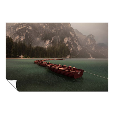 Vintage Wooden Boats on a Beautiful Lake Braies 1 Piece Wall Art