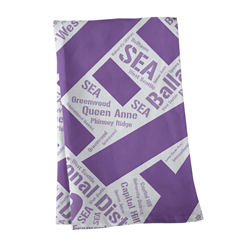 Cotton Tea Towel Kitchen Towel, Purple, Seattle