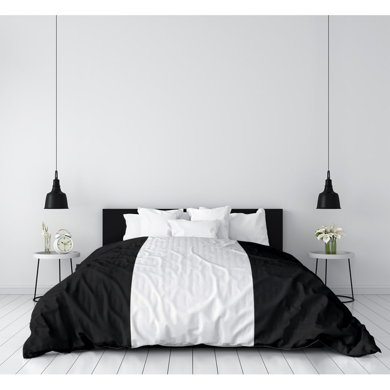 Modern & Contemporary Striped Duvet Cover, Queen Duvet Cover, Black/Off White