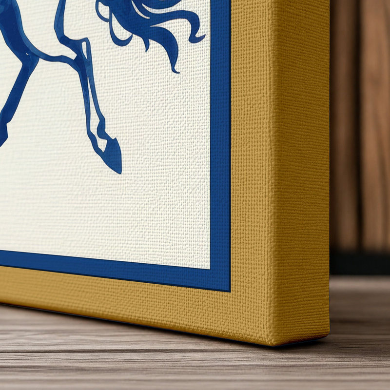 Winged Horse Rising Minimalist - Wrapped Canvas, 36x24 - 91.4 x 61.0 cm, Ochre Border
