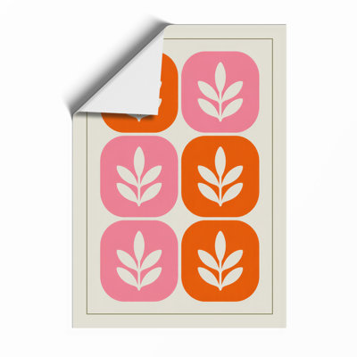 Leaf Tiles Modern Geometric - Framed Print