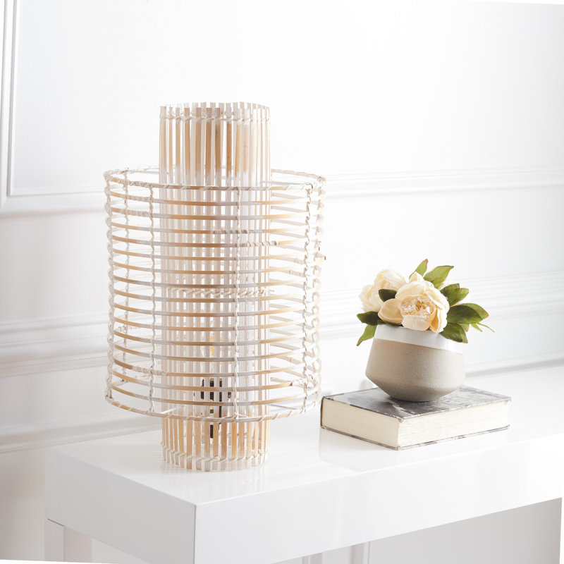 Lozko Wicker/Rattan Table Lamp, White Washed