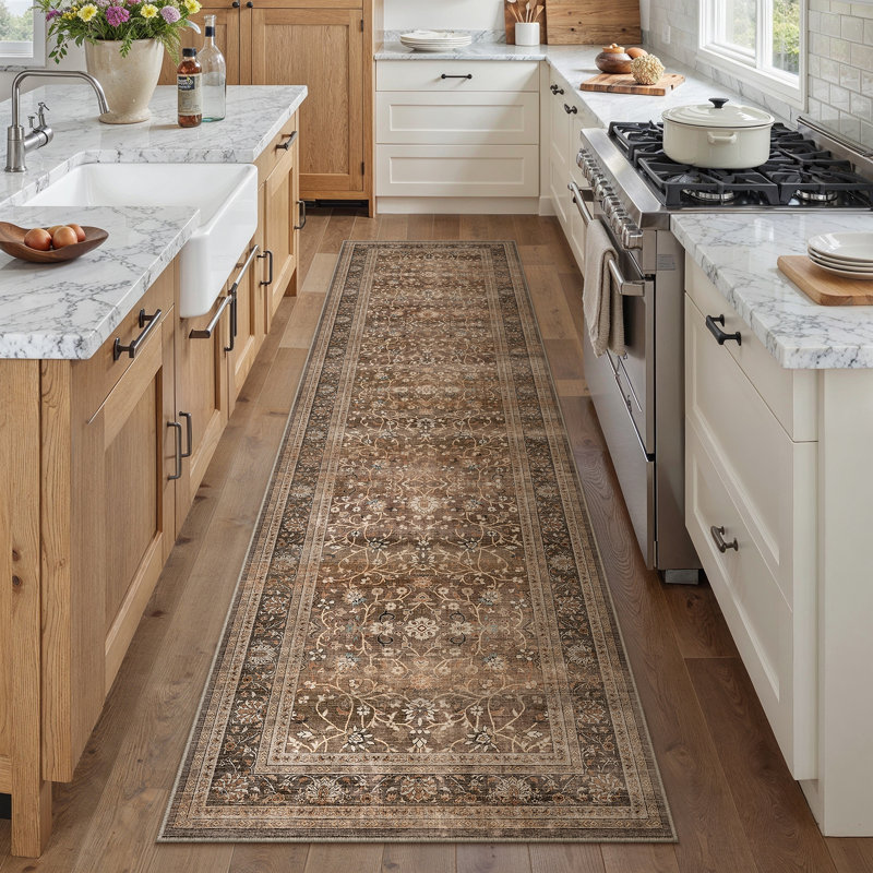 Looma Vintage Floral Area Rug with Machine Washable & Non-Slip, Runner 2' x 8'