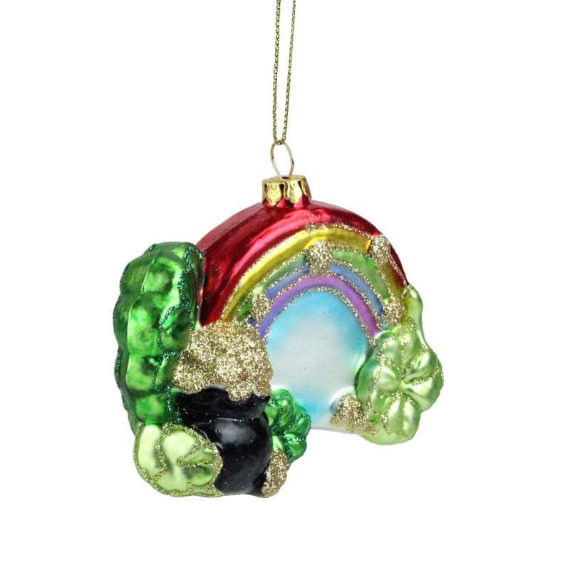 Ornement de Noël 4,5 « Luck of The Irish pot » à la fin de l’arc-en-ciel