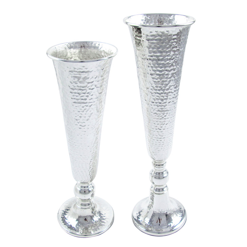 Ambir Metal Table Vase, 16" H x 4.75" W x 4.75" D, Silver