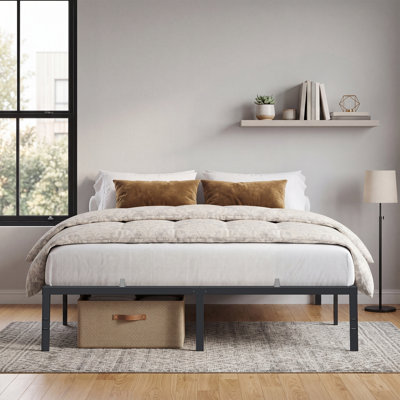 16" Heavy-Duty Metal Bed Frame, 1100 Lbs Capacity, No Box Spring, Under-Bed Storage