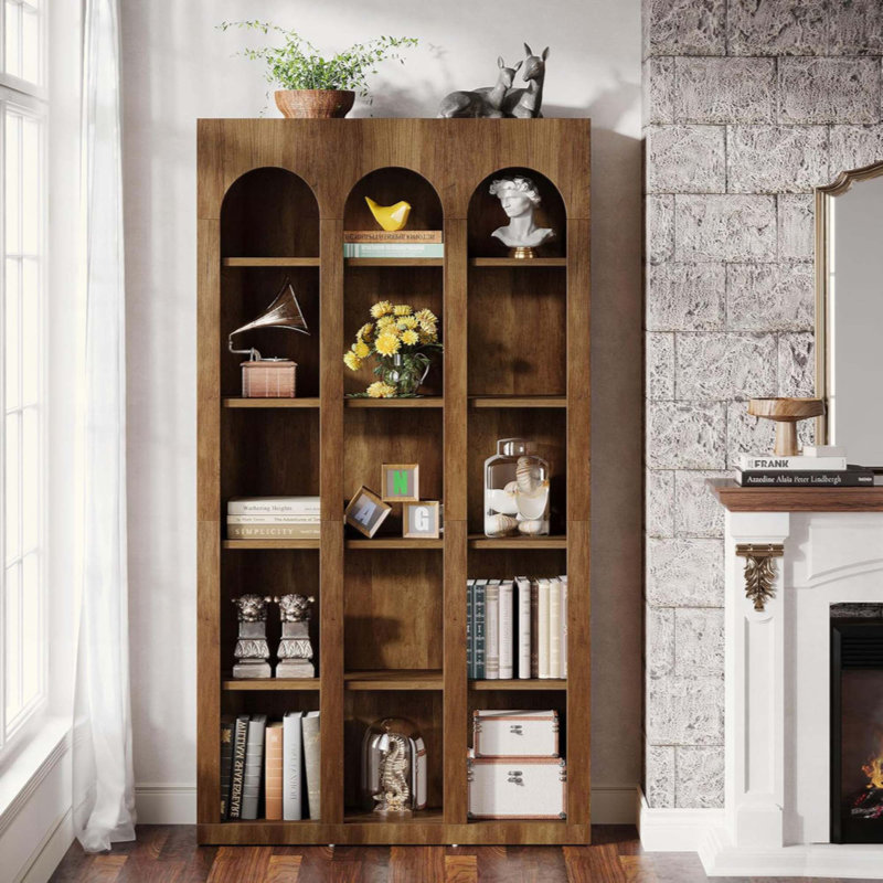 Bibliothèque rustique à 5 niveaux pour salon, bureau, chambre à coucher