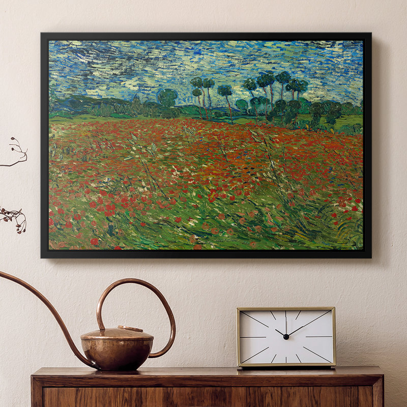 Champ avec coquelicots, 1889 - Vincent van Gogh, toile tendue avec châssis, 16 x 24, Noir