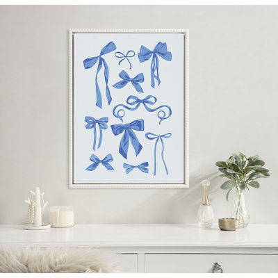 Blue Bows by Honey Island Studio Framed Canvas Wall Art Print