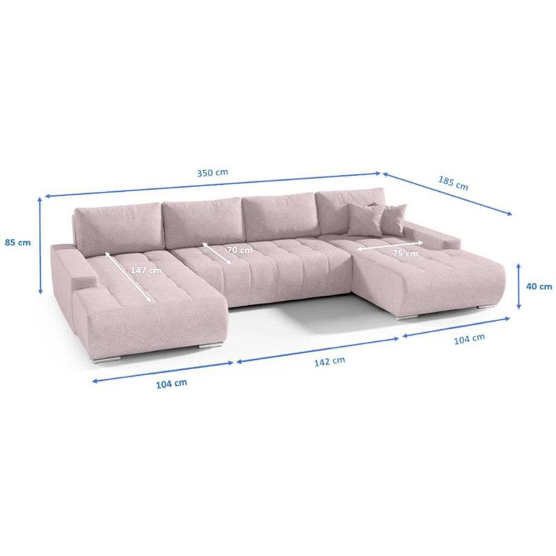 Haussman Corner Sofa Bed, Pink