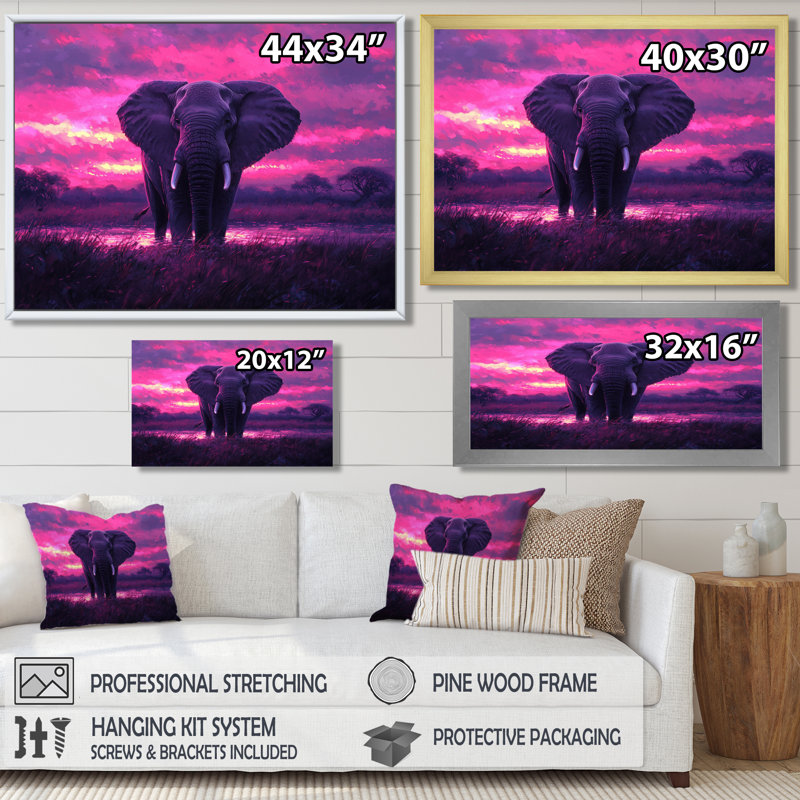 Éléphant d'Haggins dans la lueur du crépuscule d'Afrique I - éléphant, art mural, Reproduction encadrée d'une seule photo