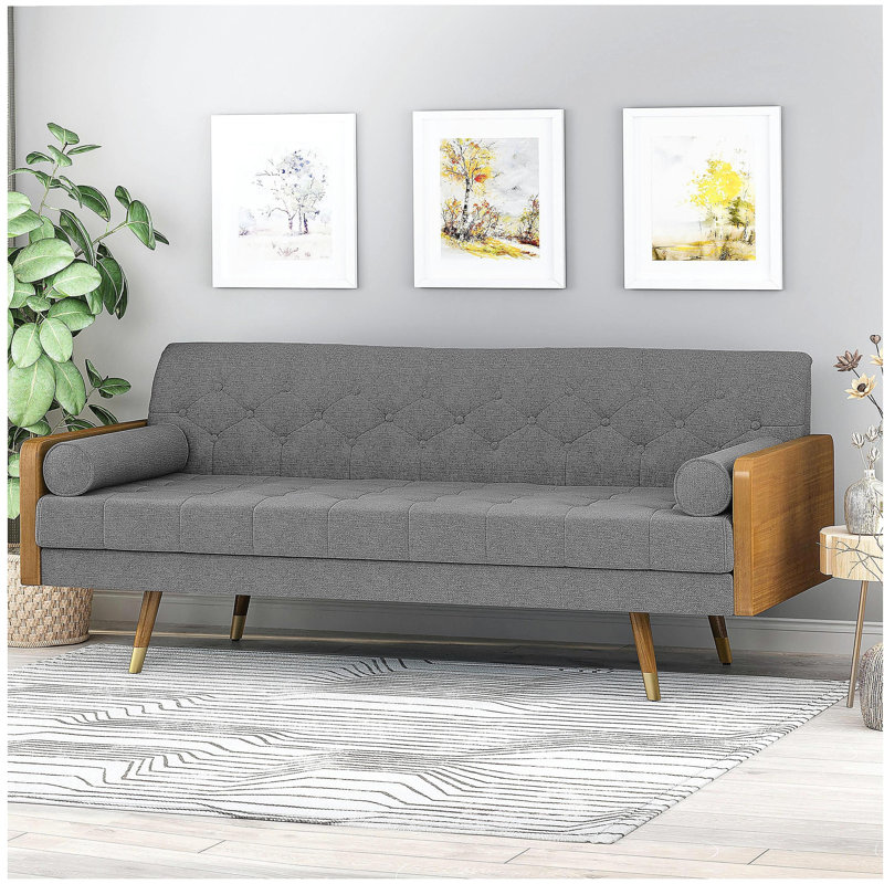 Tufted Fabric Sofa, Gray
