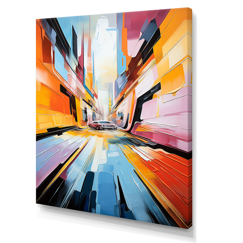 «Colorful Cubism 24Hrs Le Man Race Track I», Toile tendue, H 32 po x l 16 po x P 1 po
