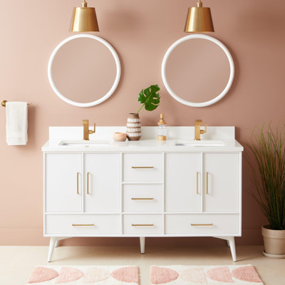 Ensemble de meuble-lavabo double 60 po avec lavabo sous plan Novak