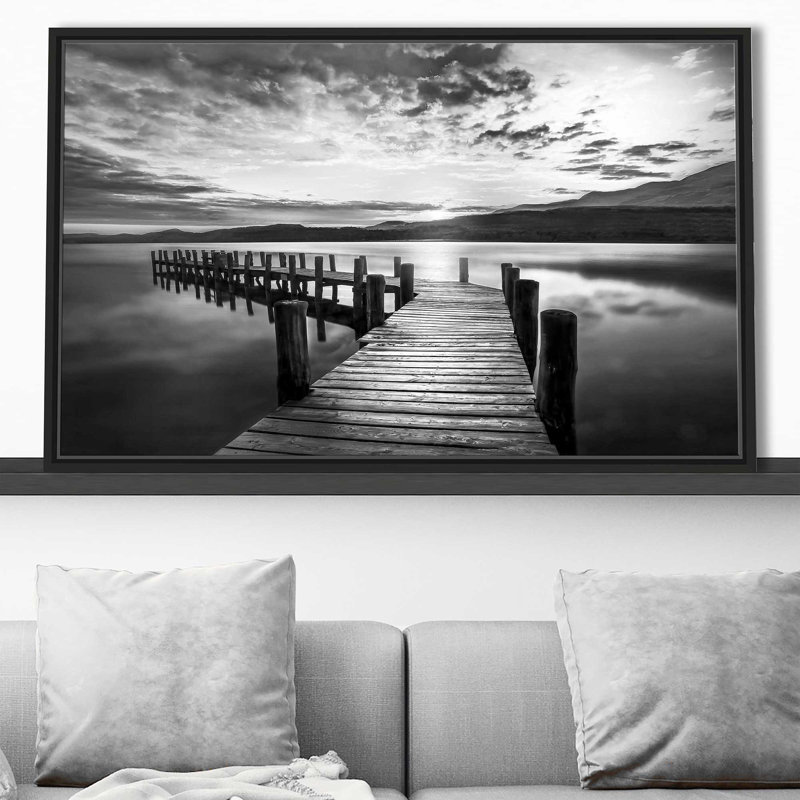 Evening Dock par - Photographie, Cadre flottant noir, H 27,5 po x l 43,5 po x P 2 po