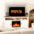 Electric Fireplace, 60"Heater Wooden Surround Firebox, Adjustable Led Flame, Remote Control, 750W-1500W, Fireplace Tv Stand (Walnut)