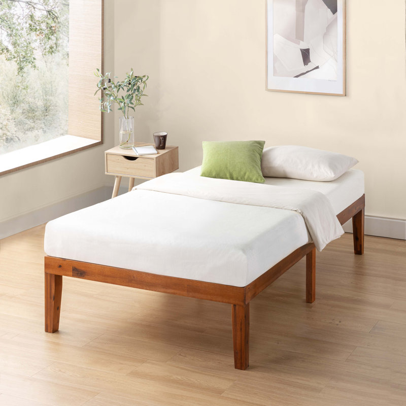 Lit plateforme en bois massif Kizer, Simple, Cerisier