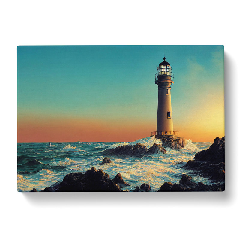 Sunrise And Lighthouse - Wrapped Canvas, 40cm H x 60cm W x 3cm D
