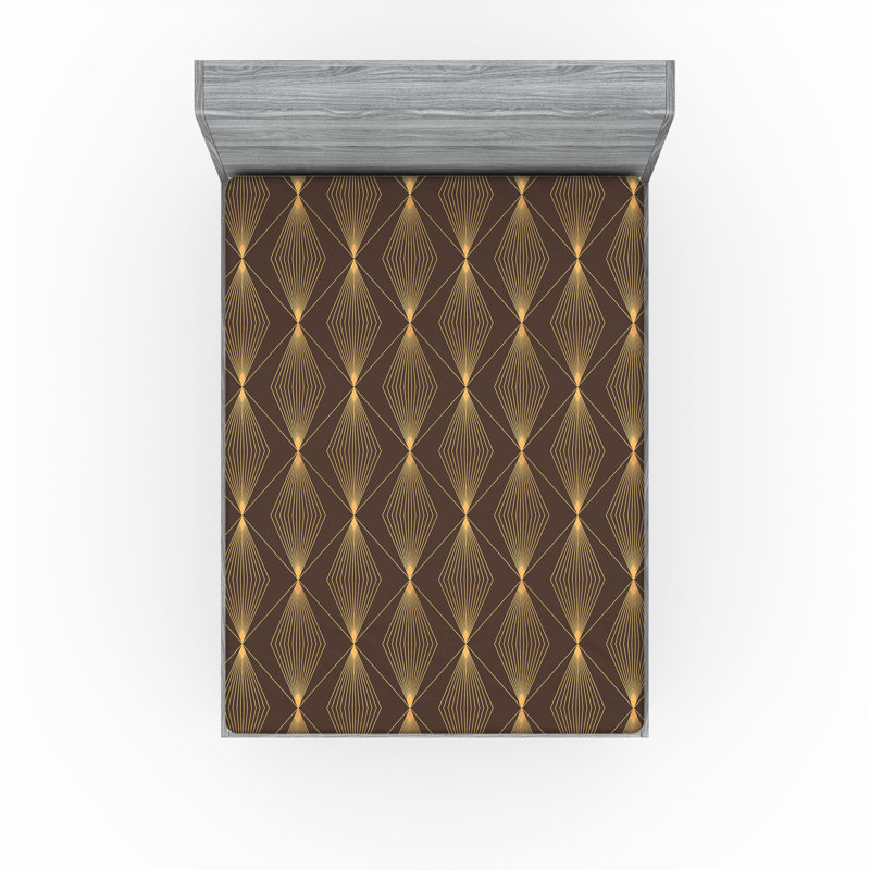 Drap-housse Ambesonne, Abricot, chocolat / géométrique, Drap-housse très grand californien