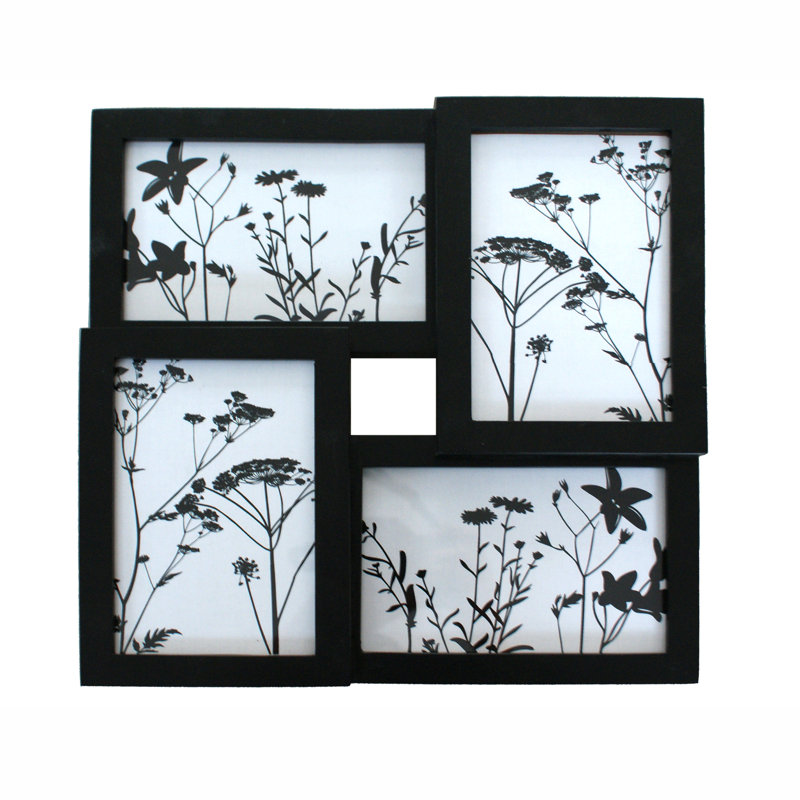Cadre en bois noir collage pour 4 pièces de photo 4 x 6 pouces, Noir