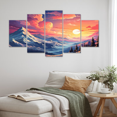 «Space Landscape Mountain Sunset», art mural sur toile