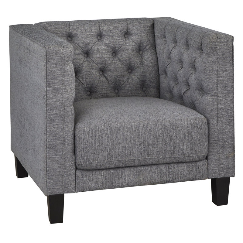 Fauteuil demi-tonneau de 34,5 po Nester, Velours gris